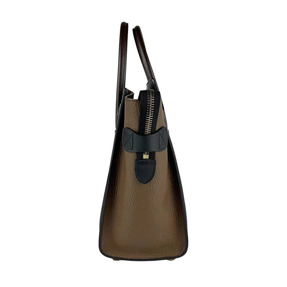 Celine Shopper Leather Red Black Handbag Luggage Brown Black Brown